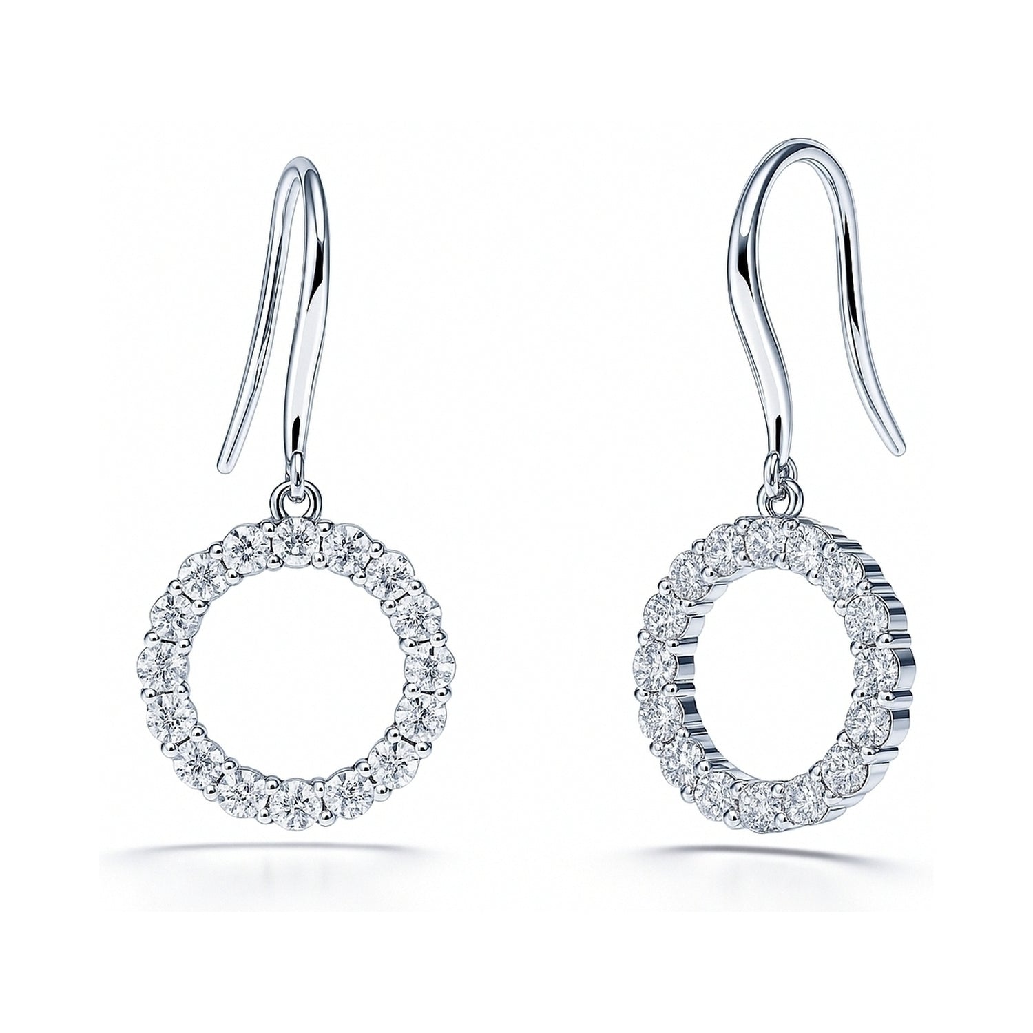 Open Circle CZ Fish Hook Earrings in Sterling Silver, 1 of 8