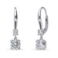 Solitaire CZ Leverback Earrings in Sterling Silver, 6mm