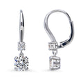 Front view of Solitaire CZ Leverback Earrings in Sterling Silver, 6mm