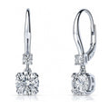 Solitaire CZ Leverback Earrings in Sterling Silver, 7mm