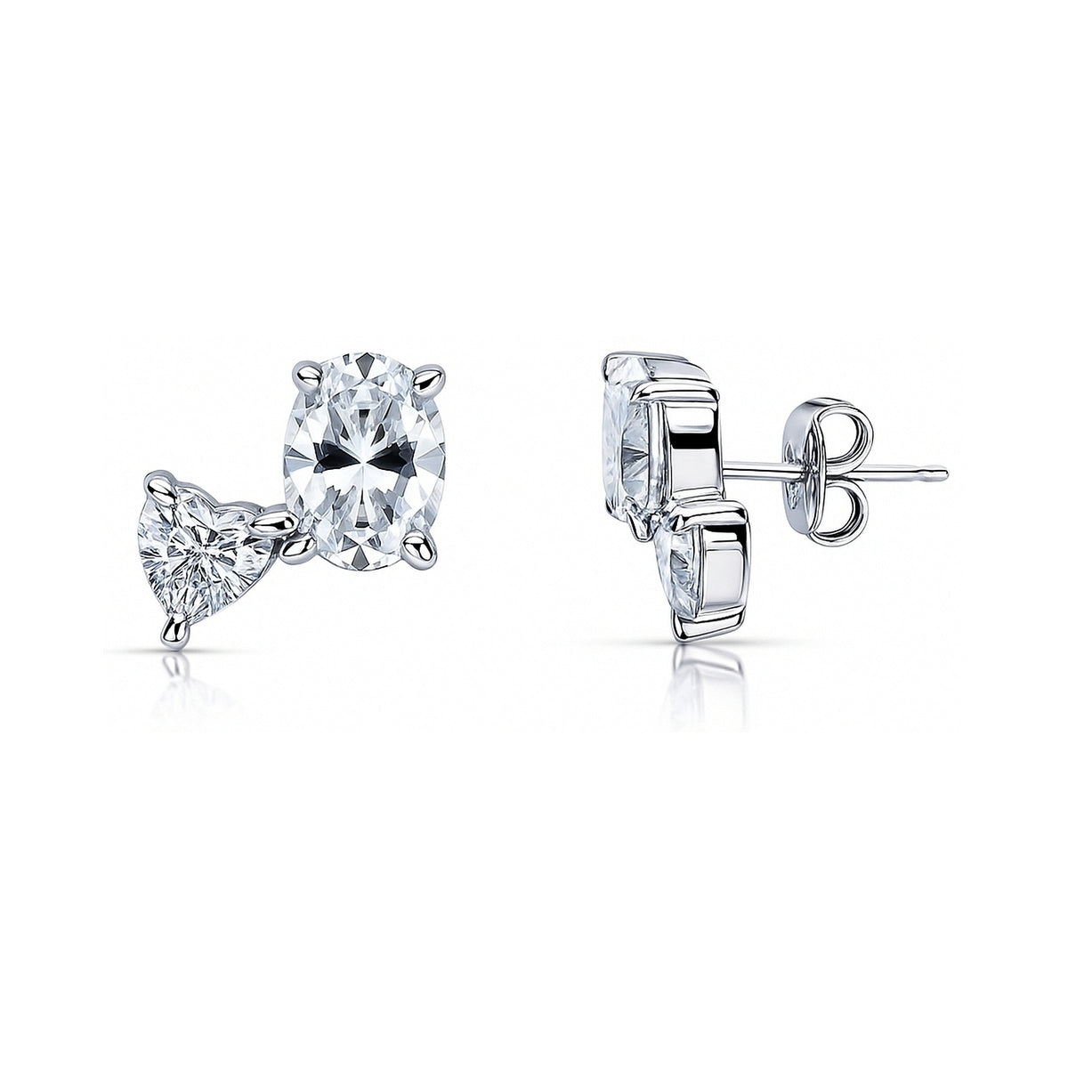 2-Stone CZ Stud Earrings in Sterling Silver, 1 of 3