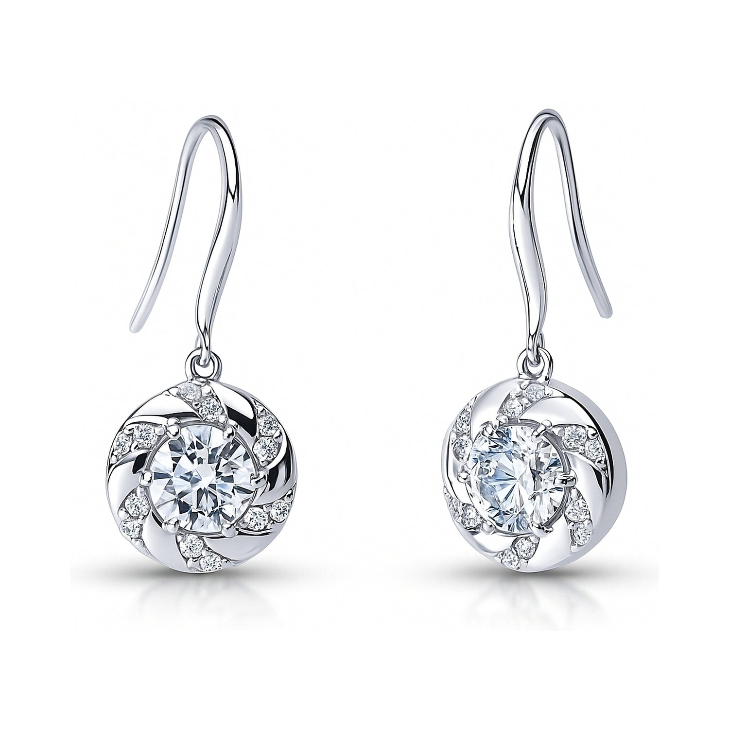 Wreath Woven CZ Fish Hook Earrings in Sterling Silver