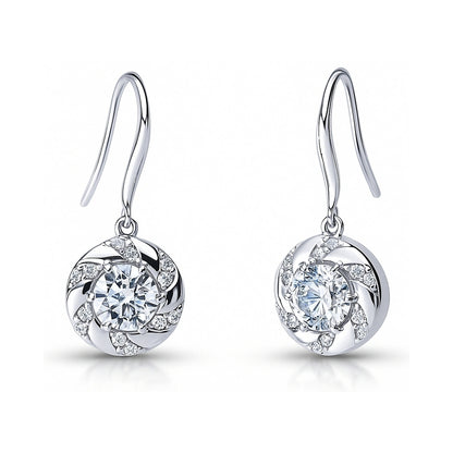 Wreath Woven CZ Fish Hook Earrings in Sterling Silver