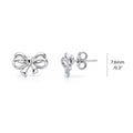 Bow Tie Ribbon CZ Stud Earrings in Sterling Silver, Style 1