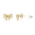 Bow Tie Ribbon CZ Stud Earrings in Gold Flashed Sterling Silver, Gold Flashed
