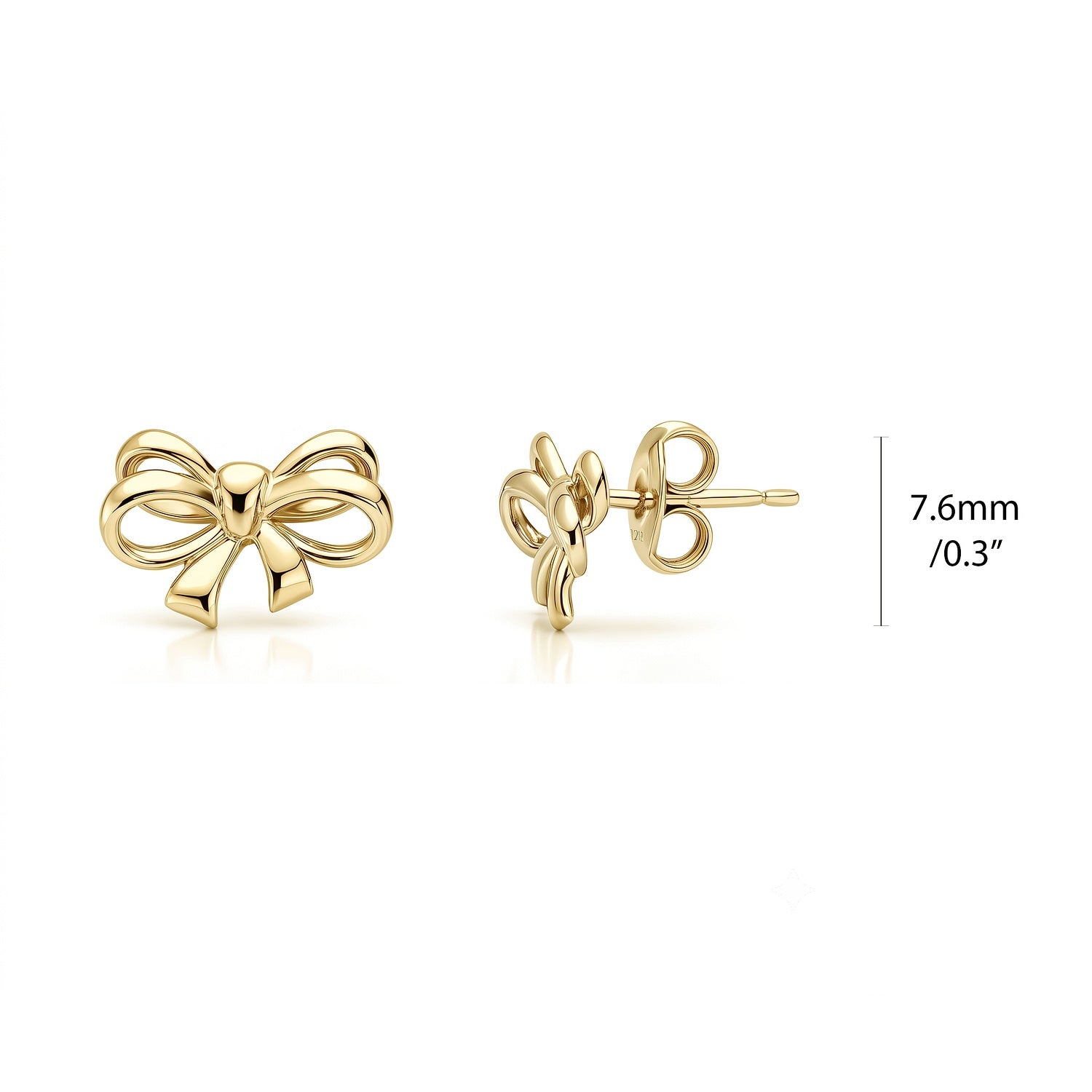 Bow Tie Ribbon CZ Stud Earrings in Gold Flashed Sterling Silver, Gold Flashed