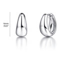 Oval Dome Small Huggie Earrings in Sterling Silver 0.6 inch, Rhodium Plated