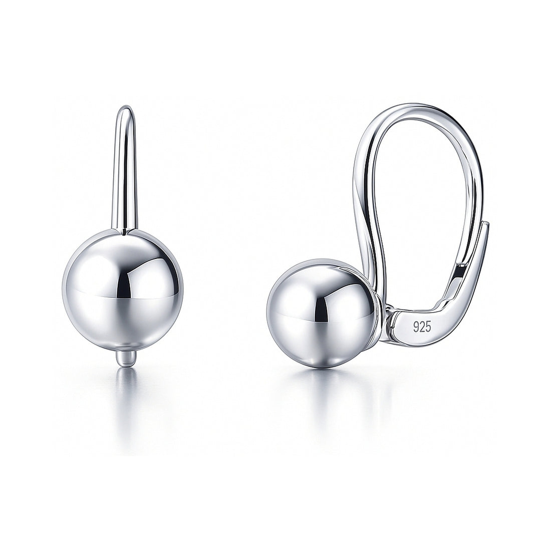 Ball Bead Leverback Earrings in Sterling Silver