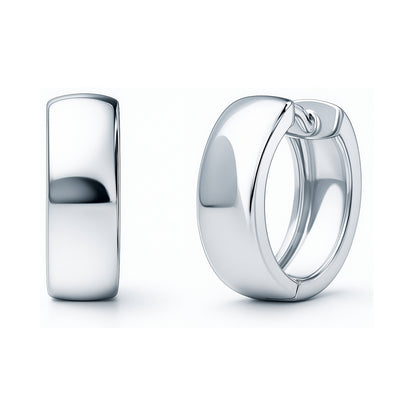 Dome Small Hoop Earrings in Sterling Silver 0.7"