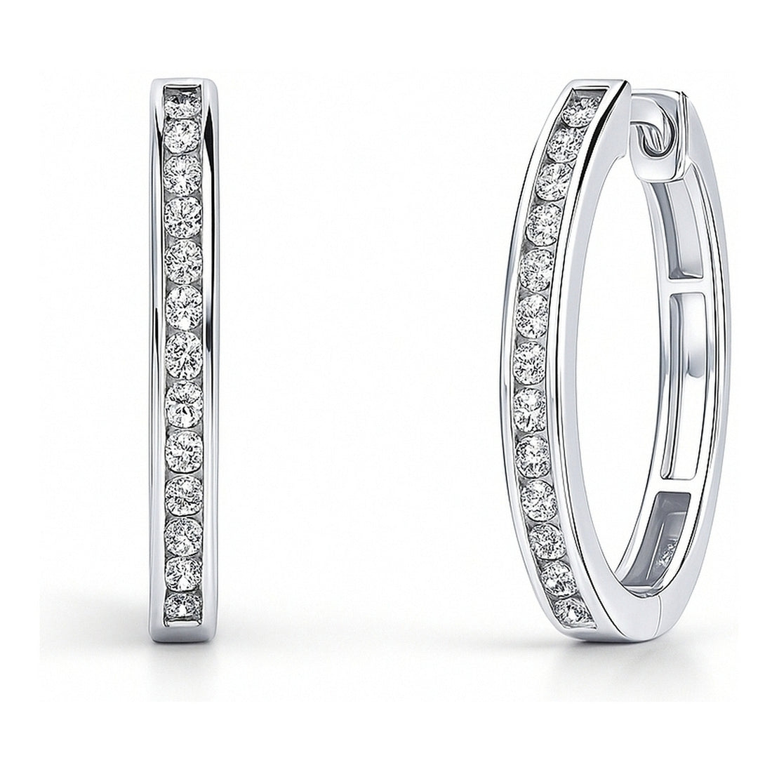 Bar CZ Small Hoop Earrings in Sterling Silver