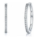 Bar CZ Small Hoop Earrings in Sterling Silver, 1 inch