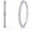 Bar CZ Small Hoop Earrings in Sterling Silver, 1.25 inch