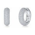 Dome CZ Small Hoop Earrings in Sterling Silver, 0.82 inch