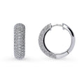 Front view of Dome CZ Medium Hoop Earrings in Sterling Silver, 0.82 inch