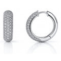 Dome CZ Small Hoop Earrings in Sterling Silver, 0.82 inch