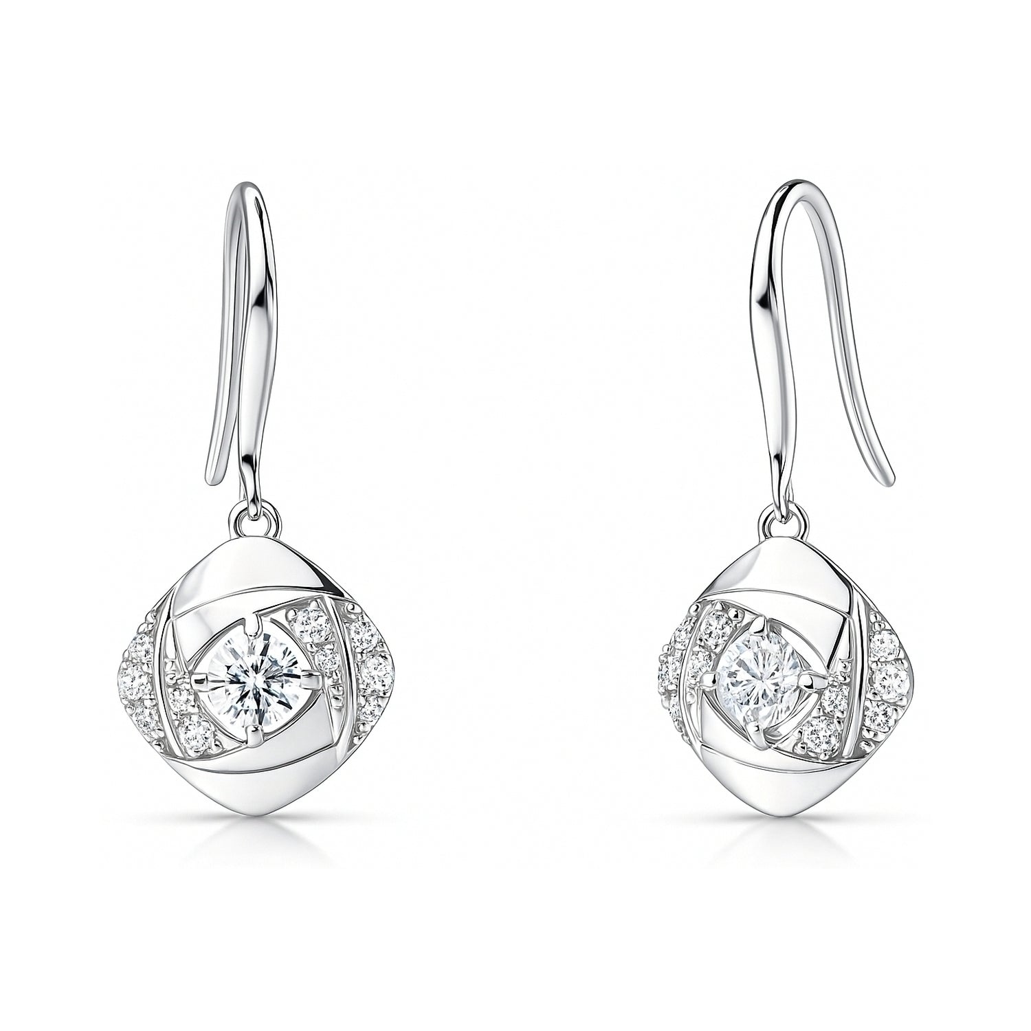 Woven CZ Fish Hook Earrings in Sterling Silver, 1 of 5