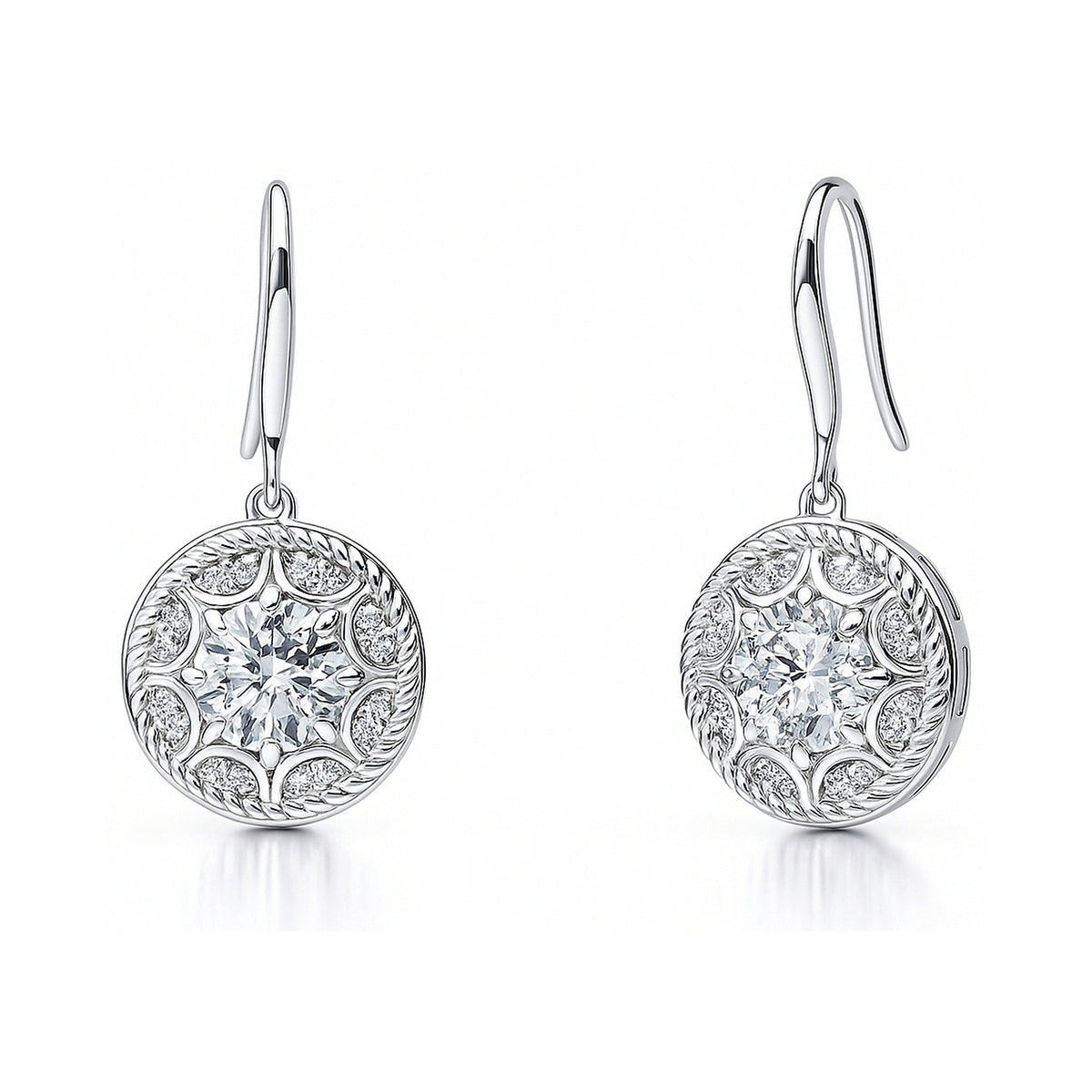 Cable Halo Art Deco CZ Set in Sterling Silver, 8 of 8