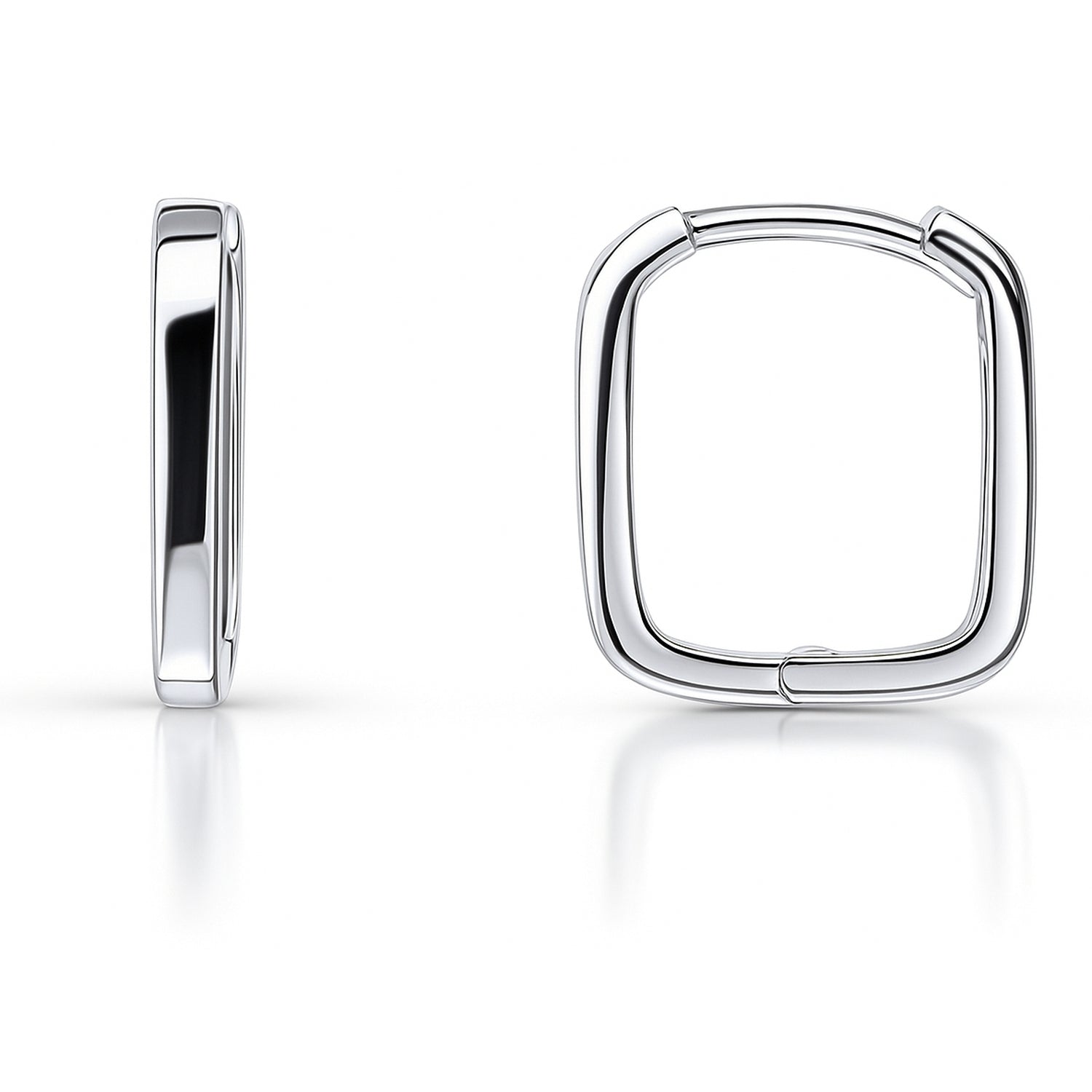 Rectangle Small Hoop Earrings in Sterling Silver 0.6 inch, 4 of 7