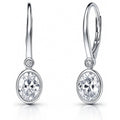 CZ Leverback Earrings in Sterling Silver, Rhodium Plated