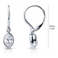 CZ Leverback Earrings in Sterling Silver, Rhodium Plated