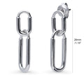 Front view of Paperclip Interlocking Earrings in Sterling Silver, Rhodium Plated