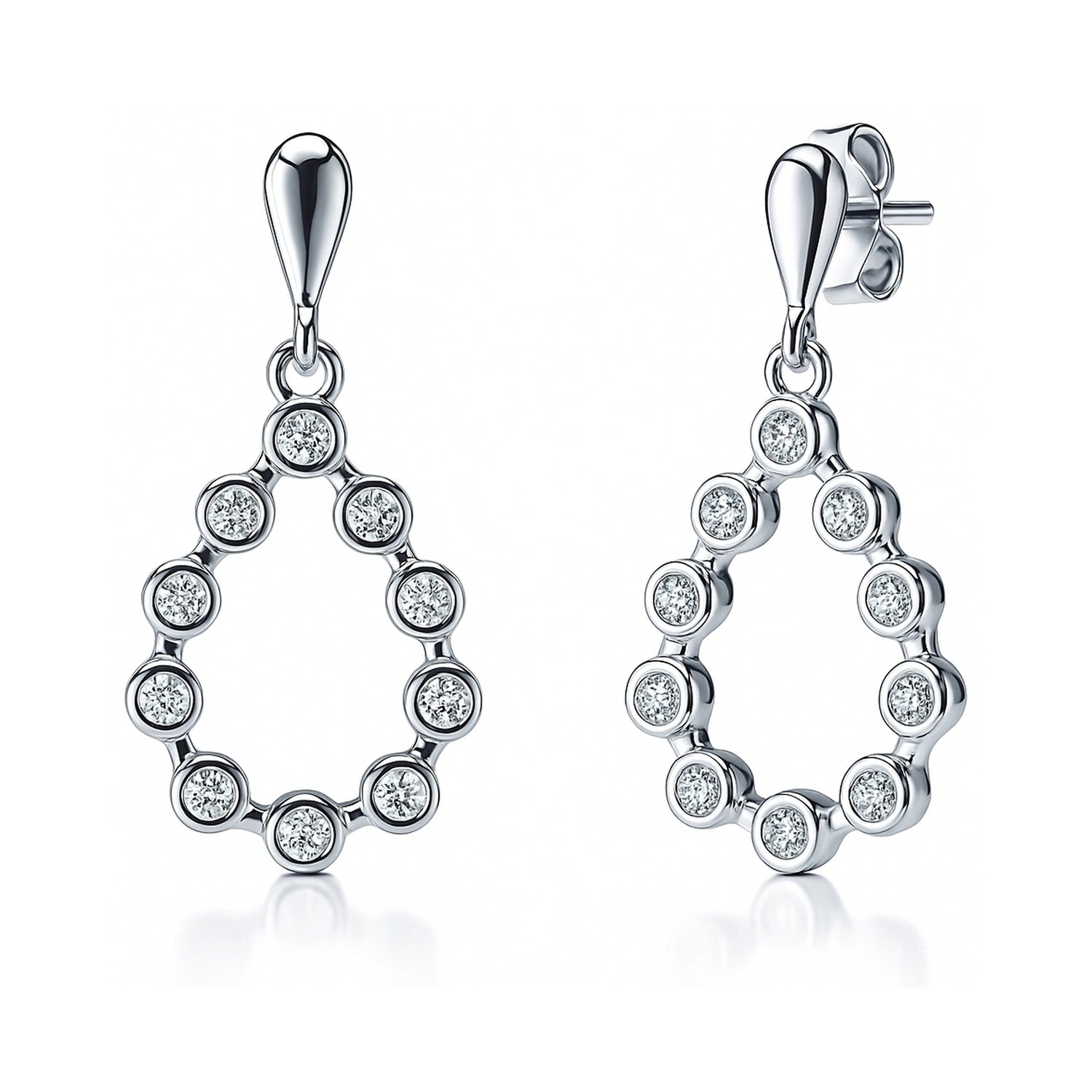 Bubble Teardrop CZ Earrings in Sterling Silver