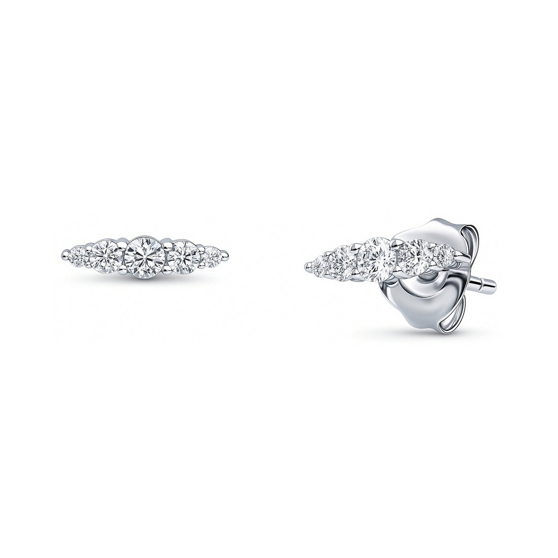 Bar CZ Stud Earrings in Sterling Silver