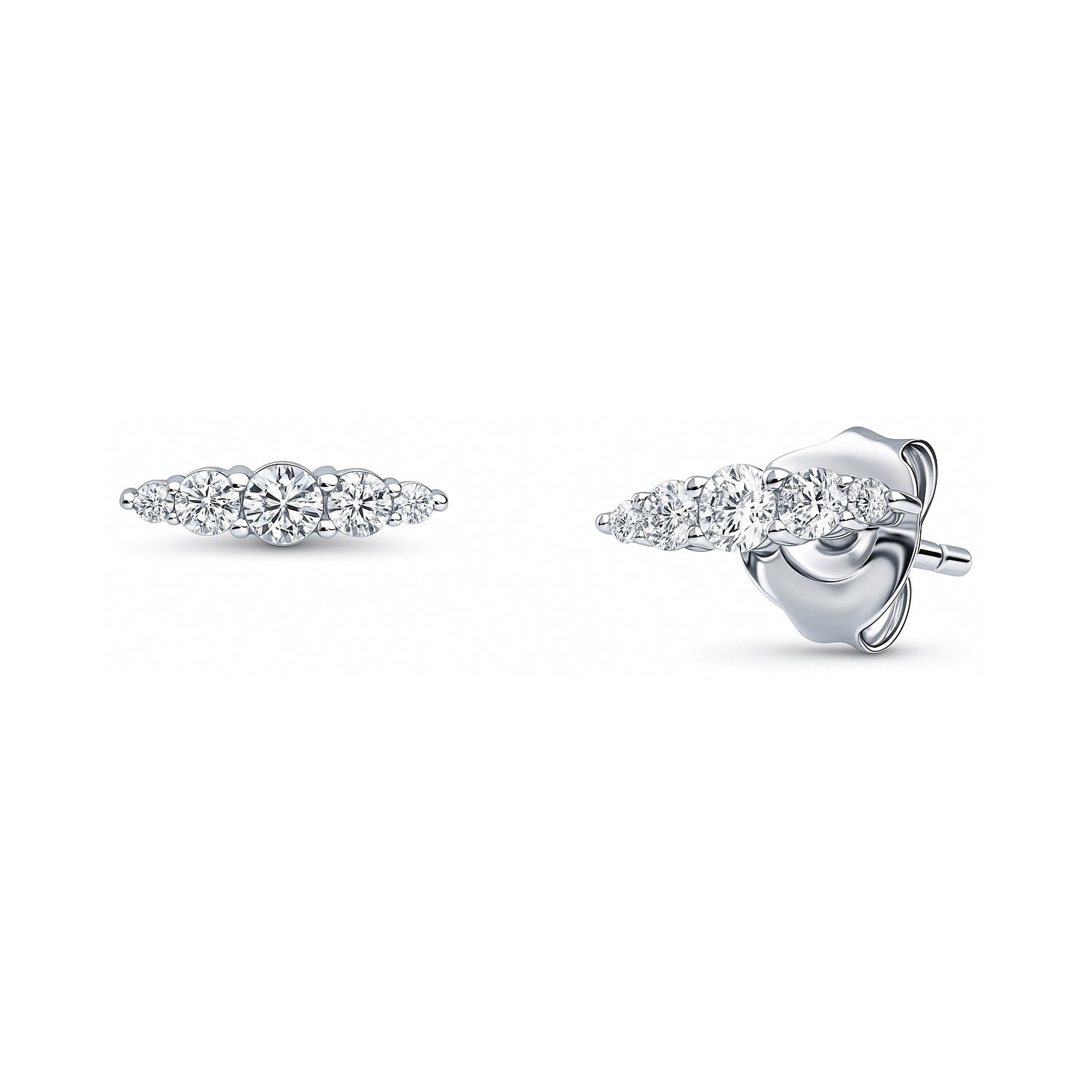 Bar CZ Stud Earrings in Sterling Silver, 1 of 6