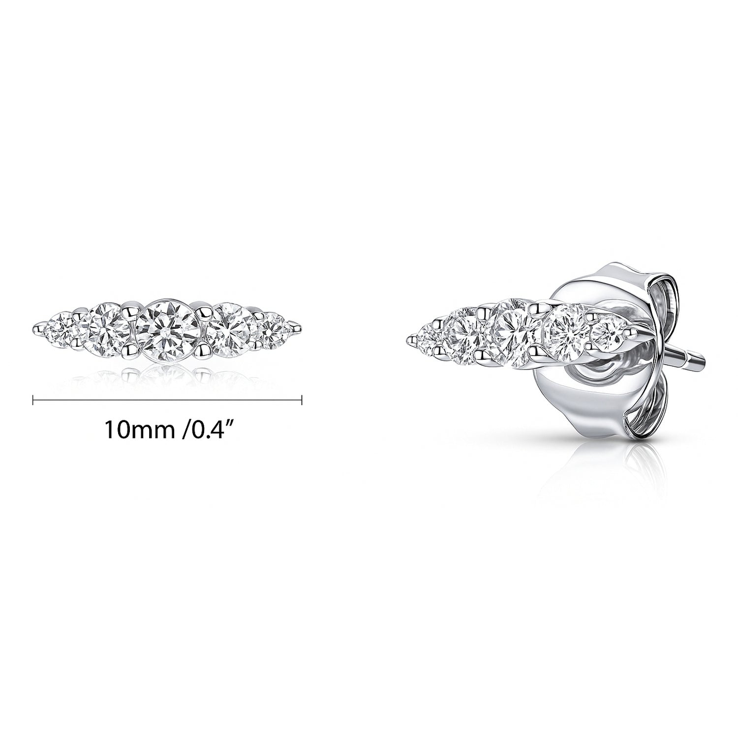 Bar CZ Stud Earrings in Sterling Silver, 4 of 6