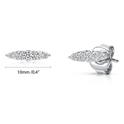 Bar CZ Stud Earrings in Sterling Silver
