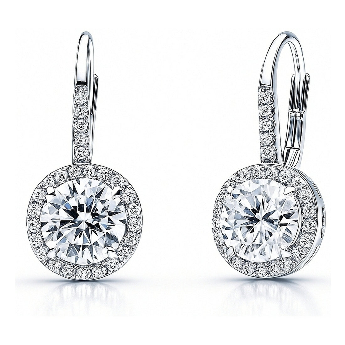 Solitaire 2.5ct CZ Leverback Earrings in Sterling Silver