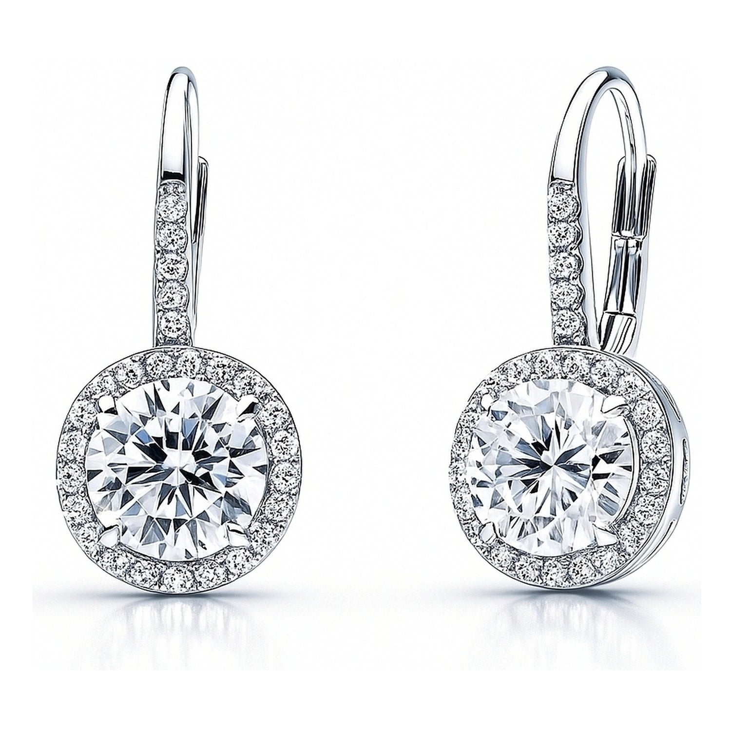 Solitaire 2.5ct CZ Leverback Earrings in Sterling Silver, 1 of 4