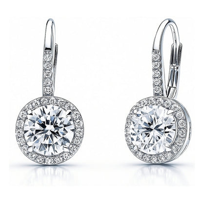Solitaire 2.5ct CZ Leverback Earrings in Sterling Silver