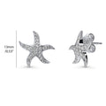 Front view of Starfish CZ Stud Earrings in Sterling Silver, Rhodium Plated