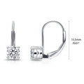 Solitaire CZ Leverback Earrings in Sterling Silver, 5mm