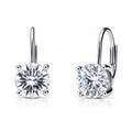 Solitaire CZ Leverback Earrings in Sterling Silver, 7mm