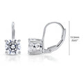 Solitaire CZ Leverback Earrings in Sterling Silver, 7mm