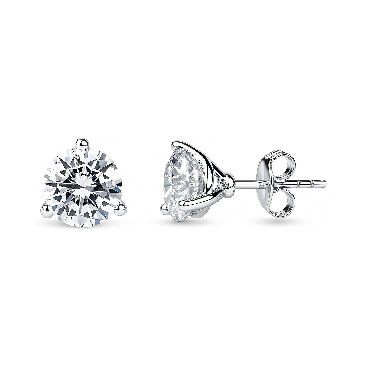 Solitaire CZ Stud Earrings in Sterling Silver, 8mm