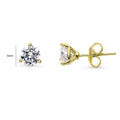 Front view of Solitaire CZ Stud Earrings in Gold Flashed Sterling Silver, 6mm