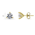 Front view of Solitaire CZ Stud Earrings in Gold Flashed Sterling Silver, 7mm