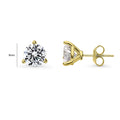 Front view of Solitaire CZ Stud Earrings in Gold Flashed Sterling Silver, 8mm