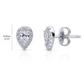 Halo Pear CZ Stud Earrings in Sterling Silver, Clear Color