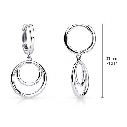 Open Circle Necklace and Earrings in Sterling Silver