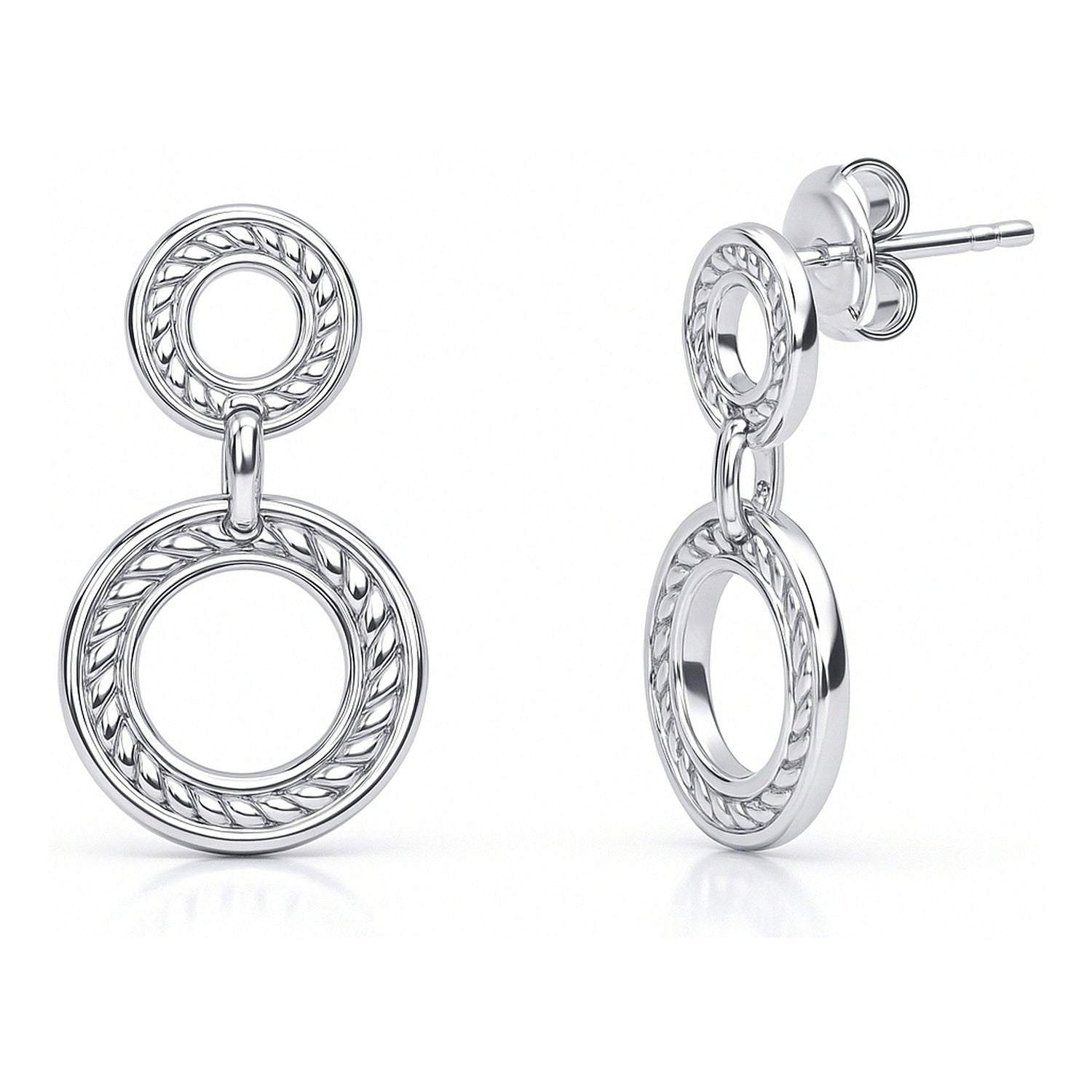 Open Circle Cable Woven Earrings in Sterling Silver, 1 of 5