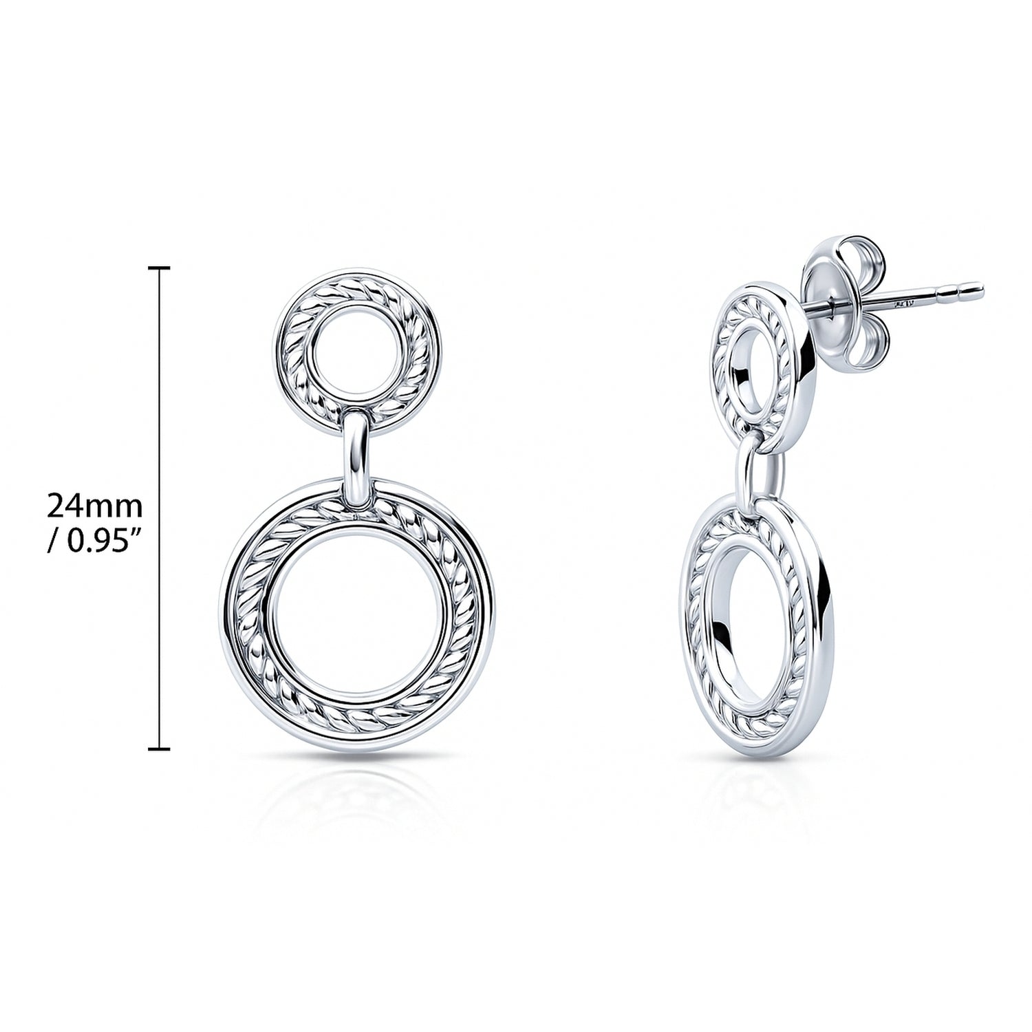 Open Circle Cable Woven Earrings in Sterling Silver, 4 of 5