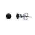 Solitaire Black CZ Stud Earrings in Sterling Silver, 5mm