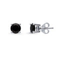 Solitaire Black CZ Stud Earrings in Sterling Silver, 6mm