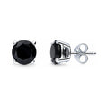 Solitaire Black CZ Stud Earrings in Sterling Silver, 8mm