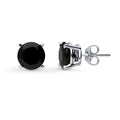 Solitaire Black CZ Stud Earrings in Sterling Silver, 9mm