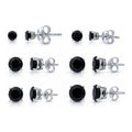 Solitaire Black CZ Stud Earrings in Sterling Silver